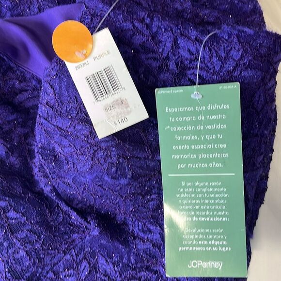 NWT Jackie Jon | Purple Shimmer Halter Necklace Sleeveless Evening Gown 4 - Picture 7 of 12